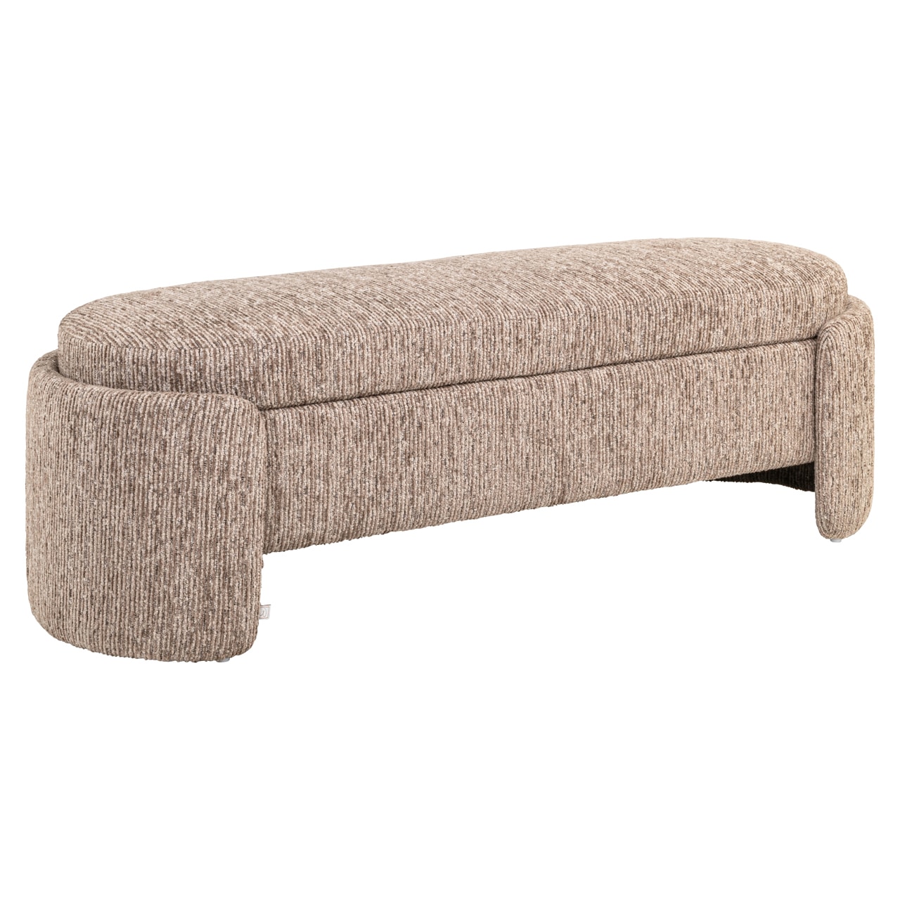 Cadenza Bench with storage in Mocca Linear fabric.