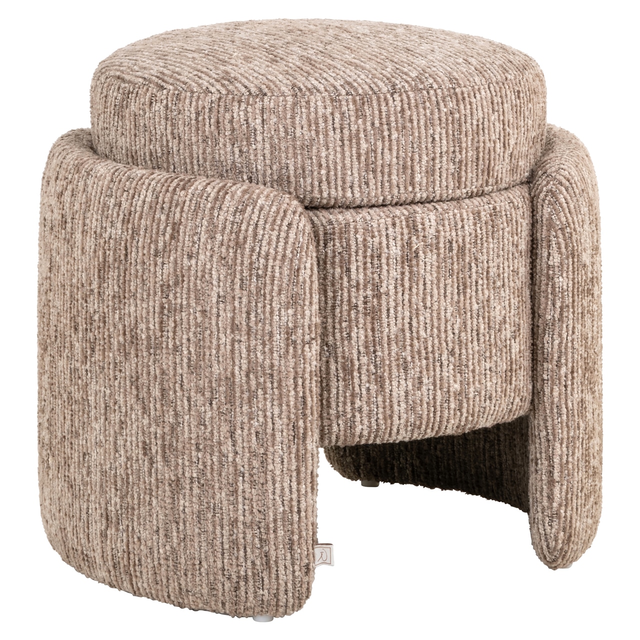 Elegant Cadenza Pouffe & Footstool with Storage in Mocca Linear. Versatile, chic, and perfect for modern living spaces.