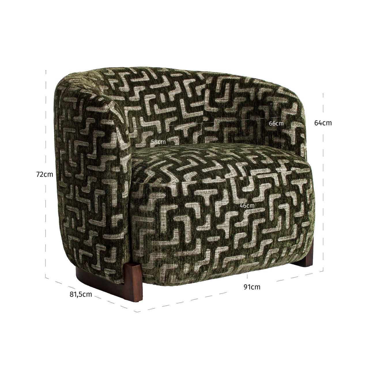 Hestara Lounge Chair Moss Dimensions