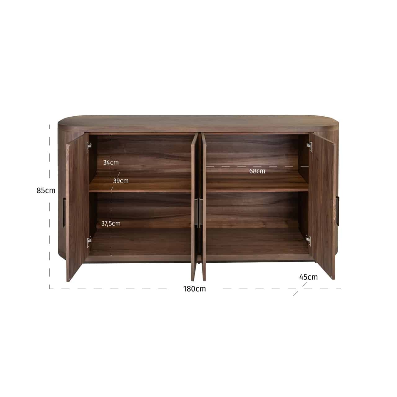 walnut 4 door sideboard