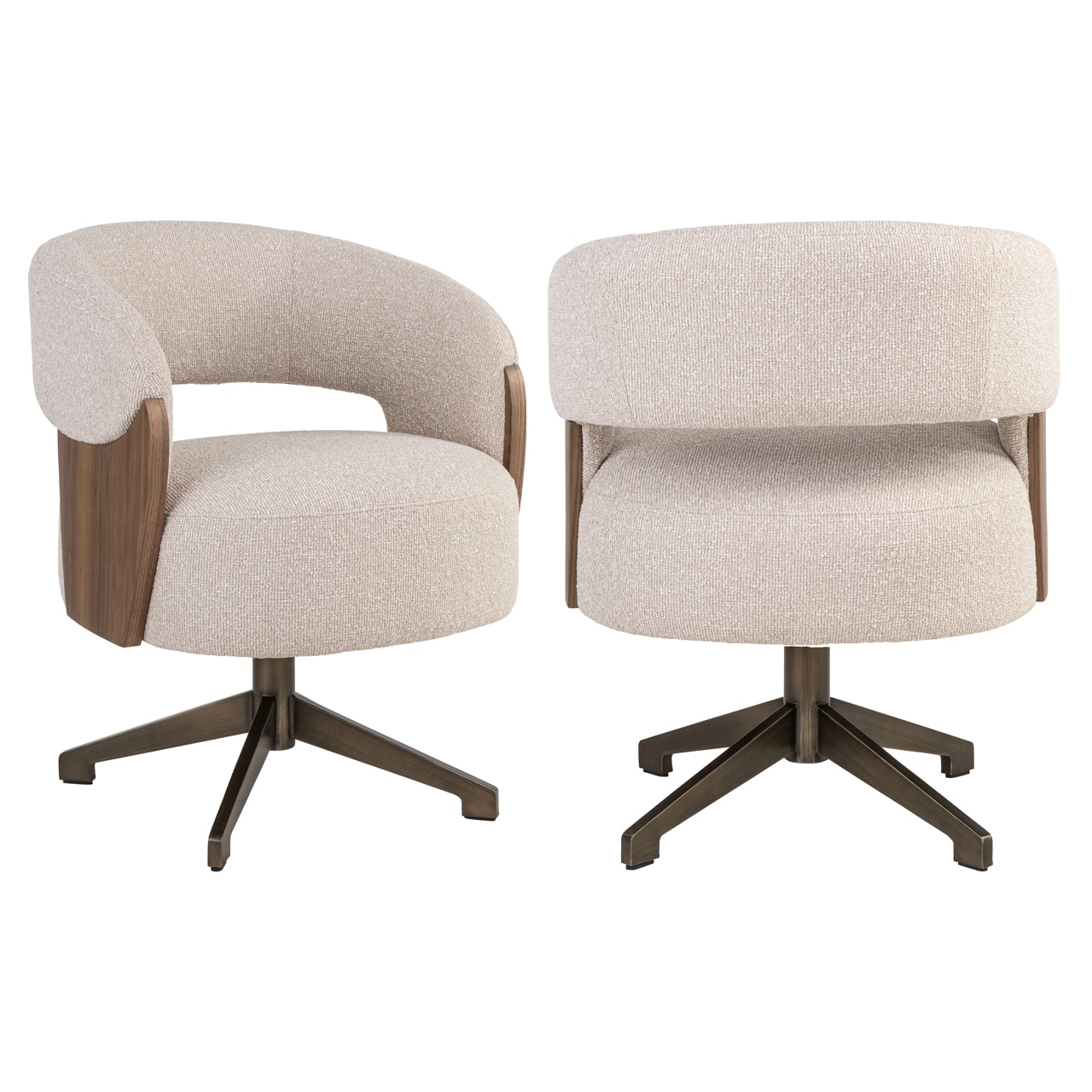 Palazzo Swivel Dining Chair Cream & Walnut