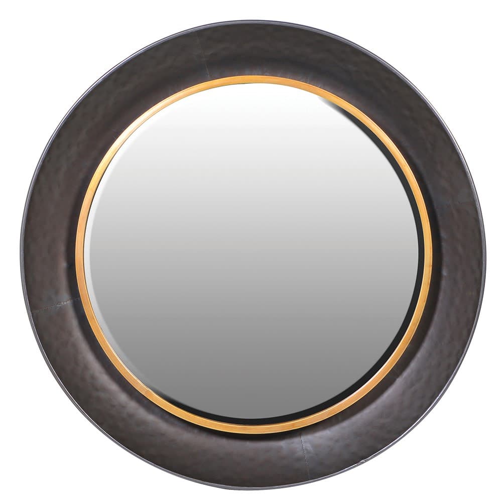 round black and gold mirror