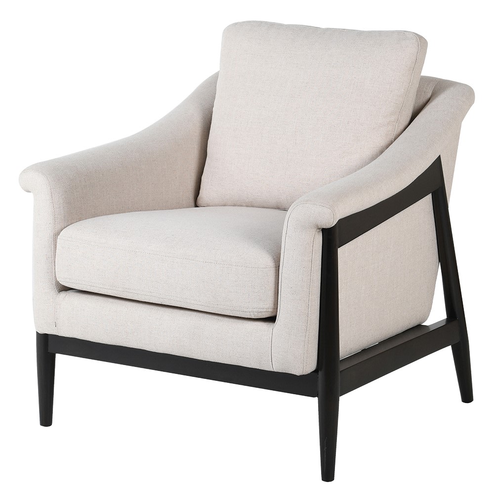 Linen Arnchair with Black Frame