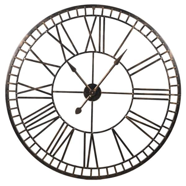 Wall Clock Black & Gold Metal Roman Numerals