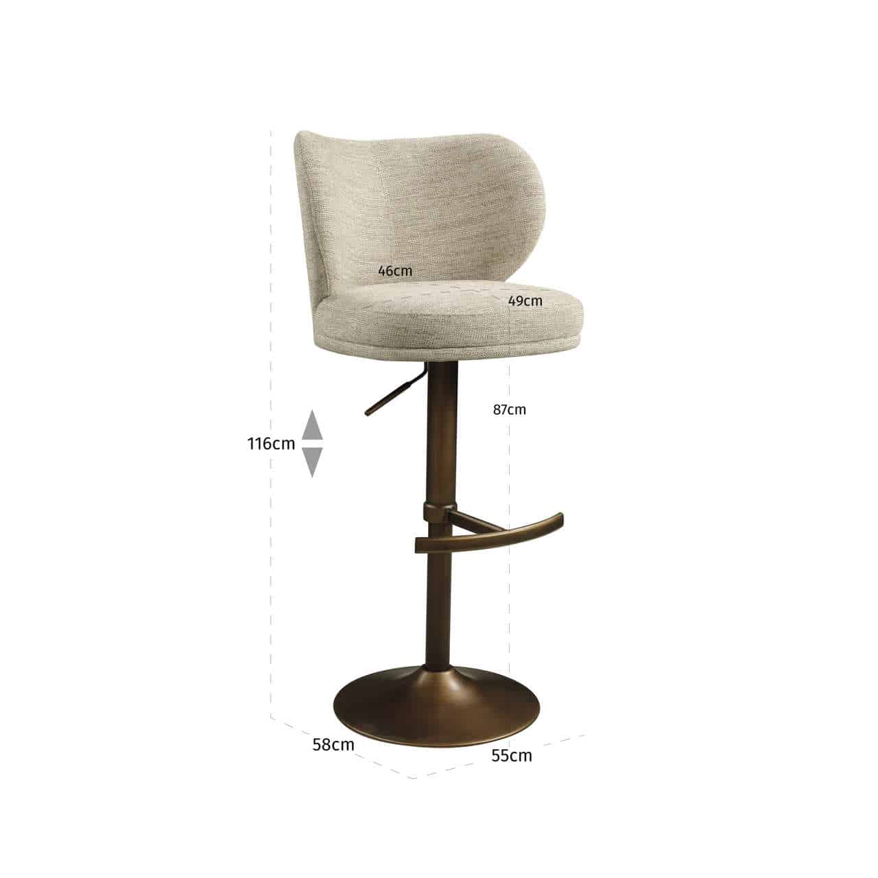 Aster Swivel Bar Stool dimensions