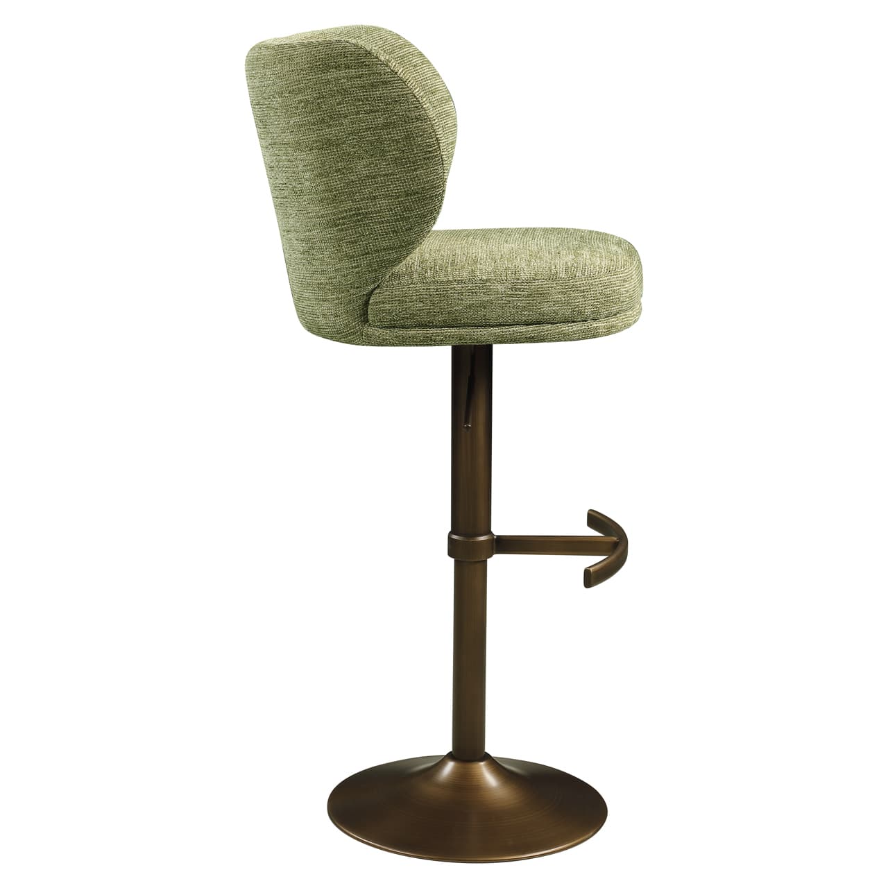 Aster Swivel Bar Stool pistache softweave ..side profile
