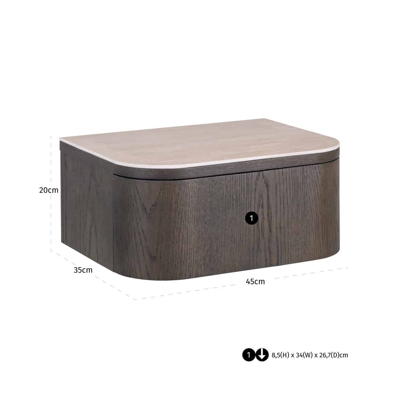 Navelli Wall Hung Nightstand dimensions