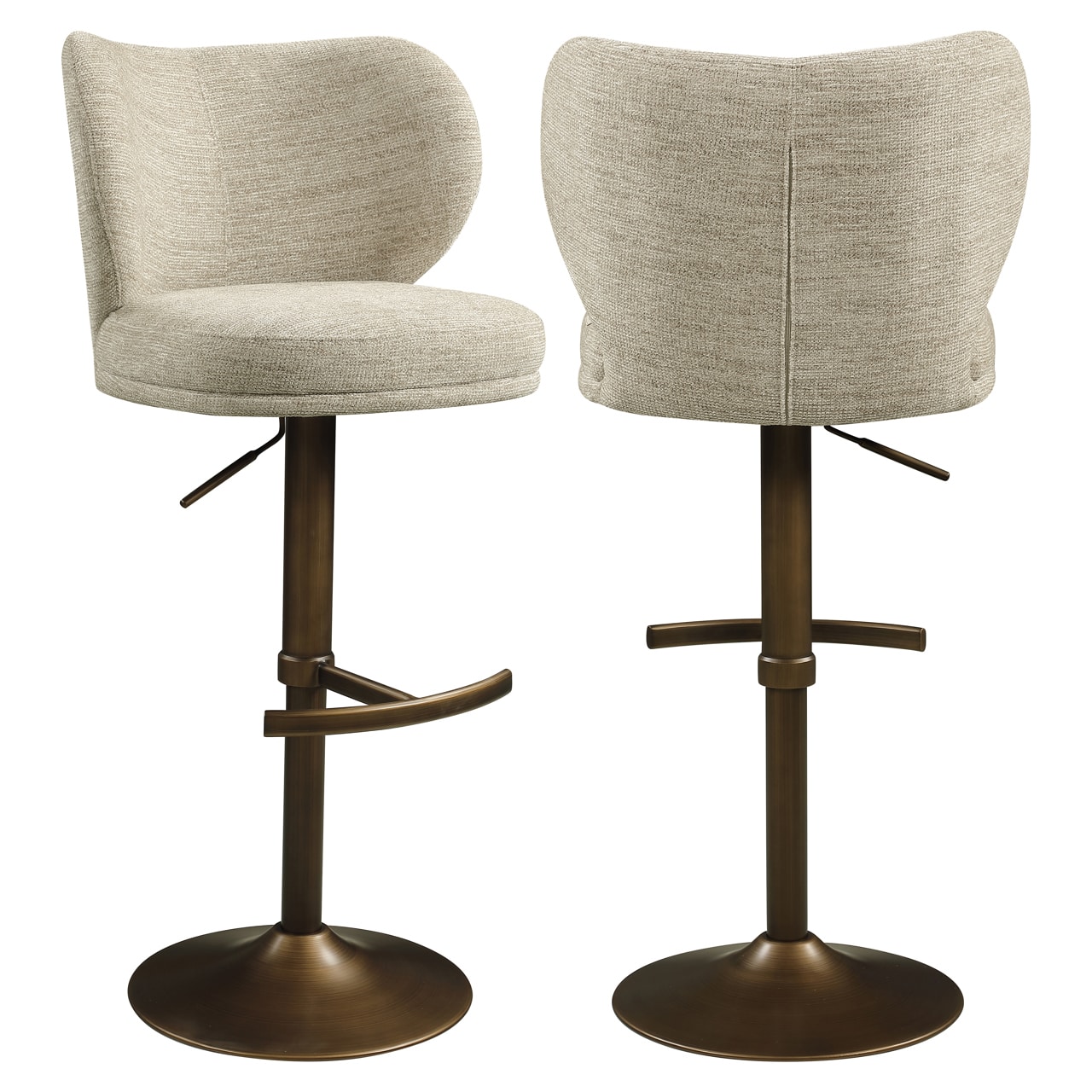 Aster Swivel Bar Stool - natural softweave fabric