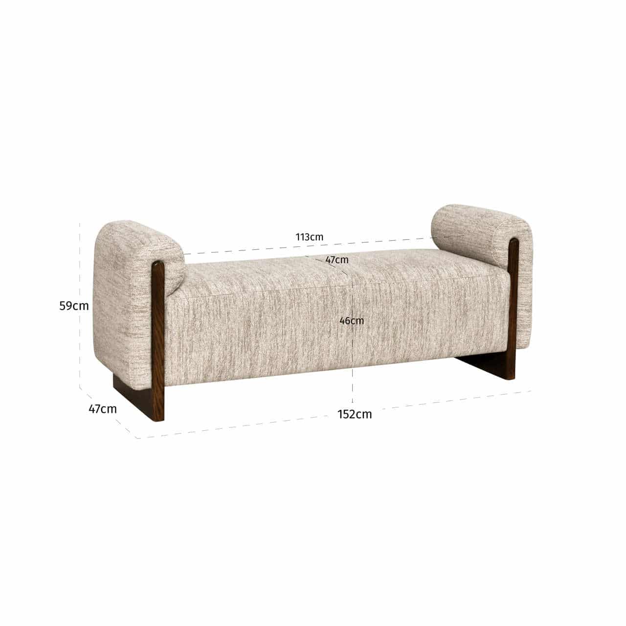 Waverly bench natural softweave dimensions