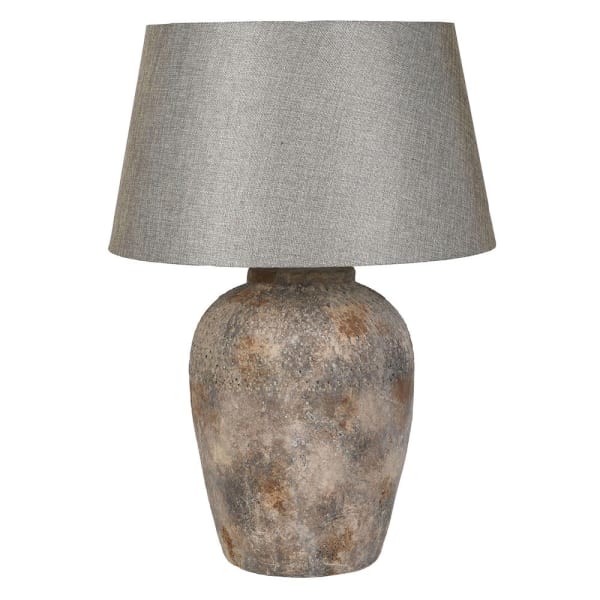 Distressed Stone Effect Table Lamp with Linen Shade