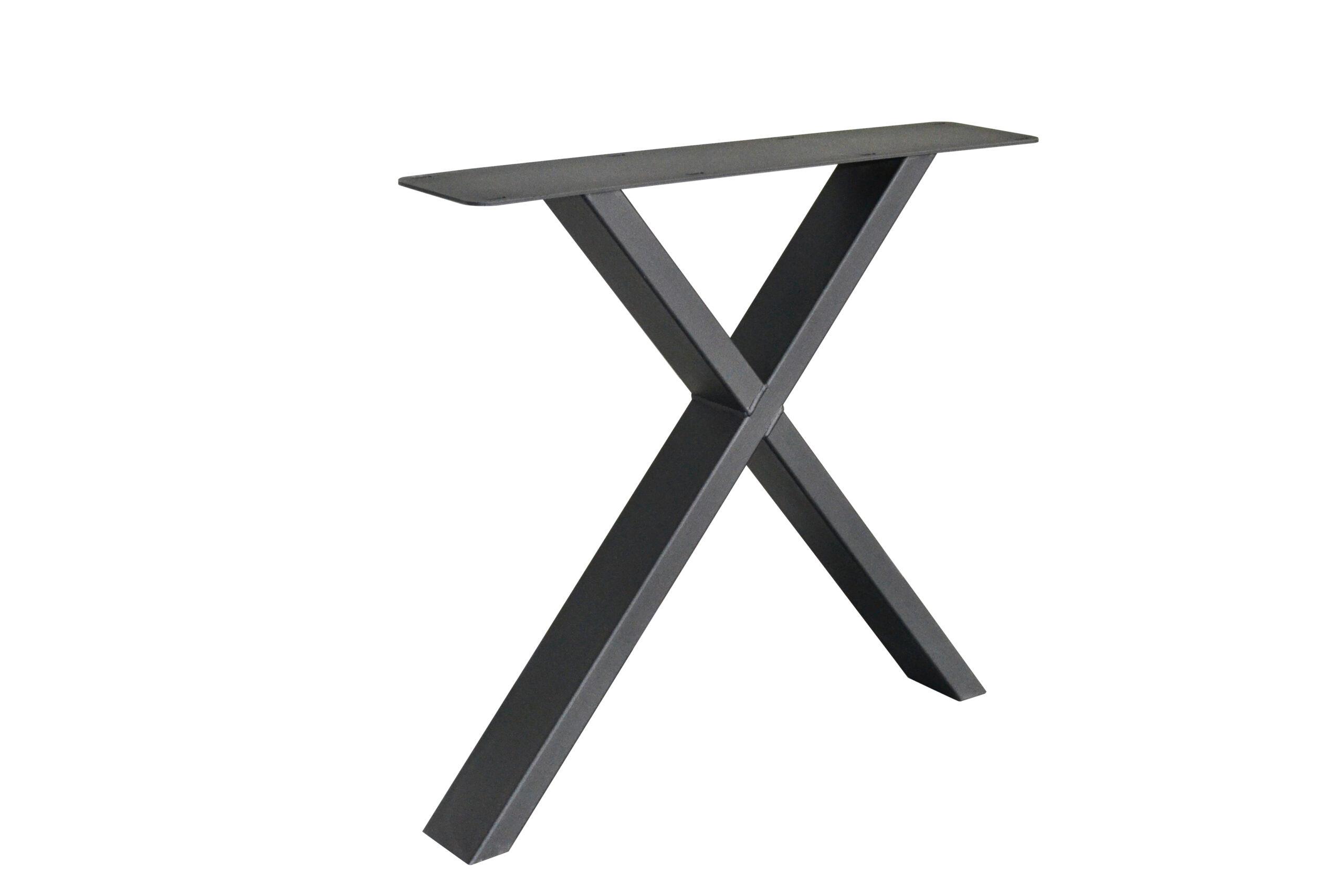 pair of metal x legs anthracite grey